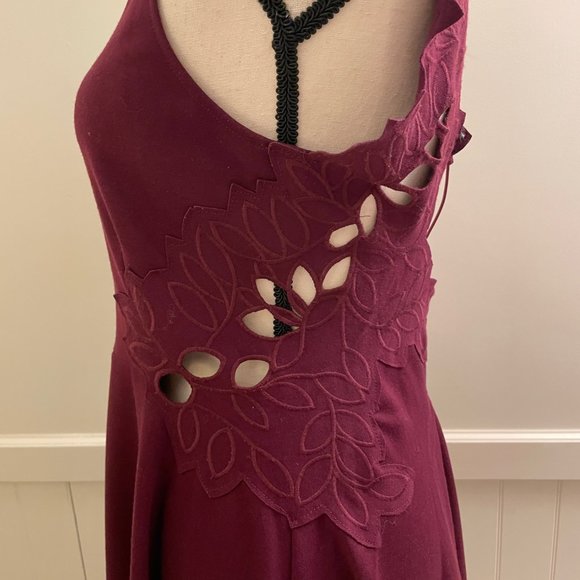 Free People Magenta Dress with Floral Applique - Picture 3 of 11